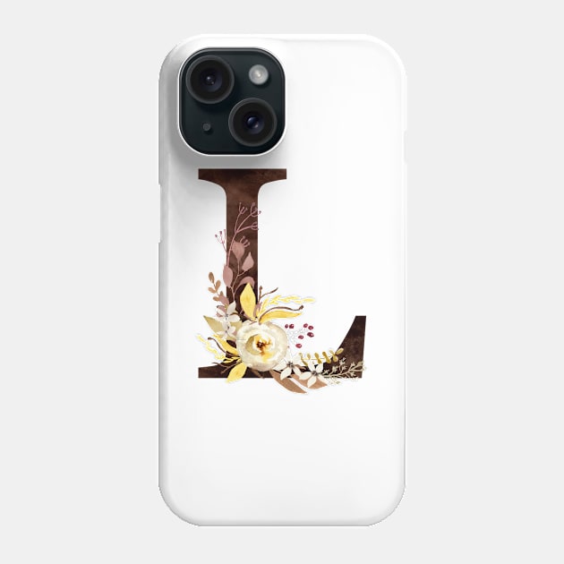 Floral Monogram L Lovely Autumn Foliage Phone Case by floralmonogram