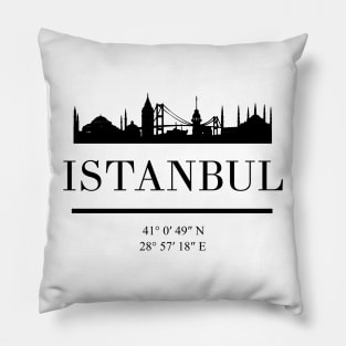 ISTANBUL TURKEY BLACK SILHOUETTE SKYLINE ART Pillow