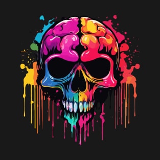 Skull with dripping colorful paint T-Shirt