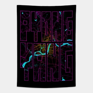 Pyongyang, North Korea City Map Typography - Neon Tapestry