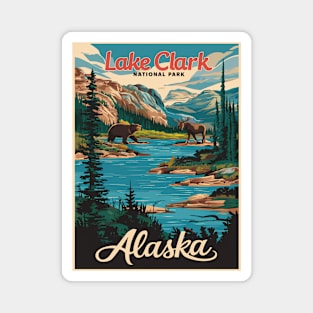 Lake Clark Alaska Predators Vintage Travel Poster Magnet