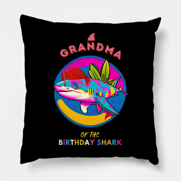 Grandma of the Shark Birthday Matching Family Pillow by Adam4you