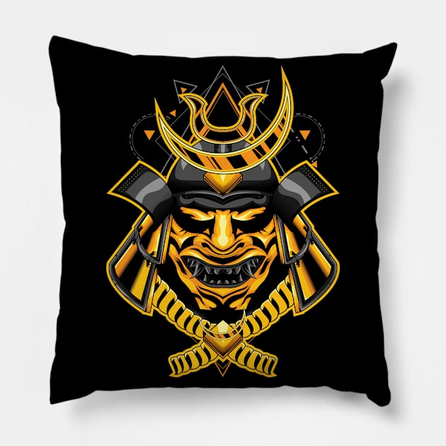 samurai mask vector Pillow by SHINIGAMII