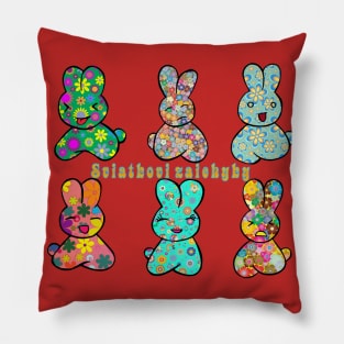 Colorfull Ukrainians bunnies "Sviatkovi zaichyky" Pillow