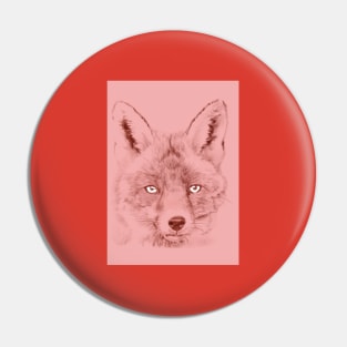 Red Fox with red border Pin