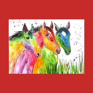 Three Colourful Horses T-Shirt