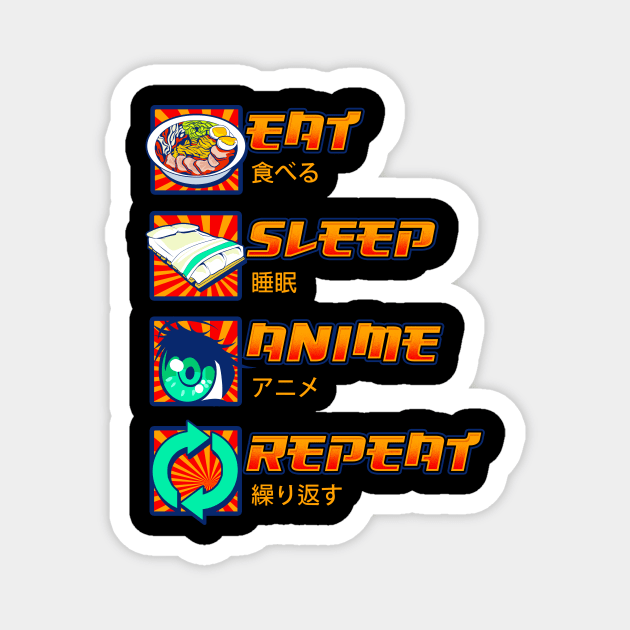 Eat Sleep Anime Repeat Cute Anime Obsessed Magnet by theperfectpresents