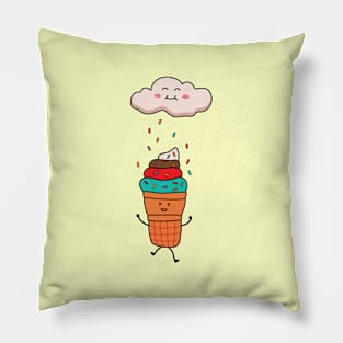 funny ice cream playing in the sprinkles rain Pillow