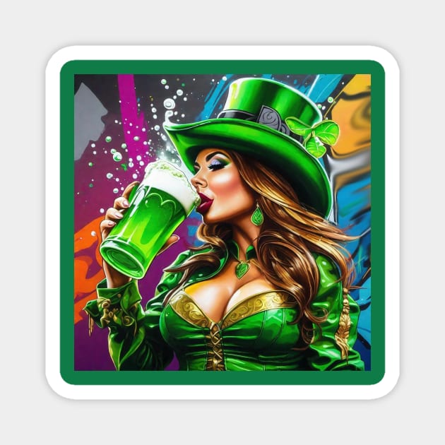 Sexy Irish St. Patrick's Day Green Beer Drinking Female Magnet by A.i. Monster Designs