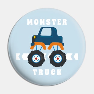 Vector illustration of monster truck with cartoon style. Pin