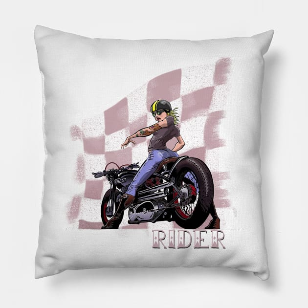 Rider...Lady and her Motorcycle Pillow by grosvenordesign