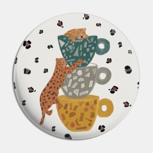 Leopard with coffee cup Pin