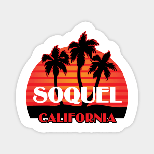 Soquel California City Sticker Icon with Palms Magnet