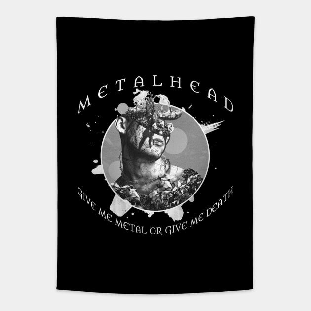 Metalhead Give Me Metal Or Give Me Death White Tapestry by Shawnsonart