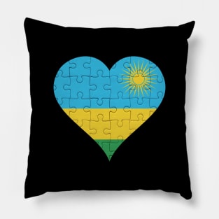 Rwandan Jigsaw Puzzle Heart Design - Gift for Rwandan With Rwanda Roots Pillow