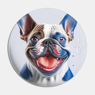 [AI Art] Red, blue and white French Bulldog Pin