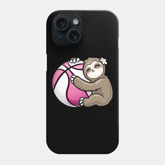 Cute Girls Basketball Sloth Player Phone Case by PnJ