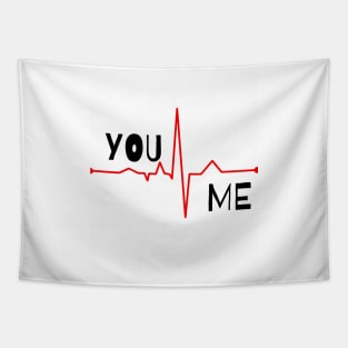 You and Me Heartbeat Design Tapestry