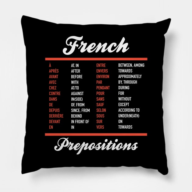 French Prepositions Pillow by Hidden Verb