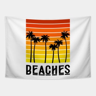 minimalistic orange summer palm tree beach Tapestry