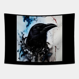 Ink Flow Crow Tapestry