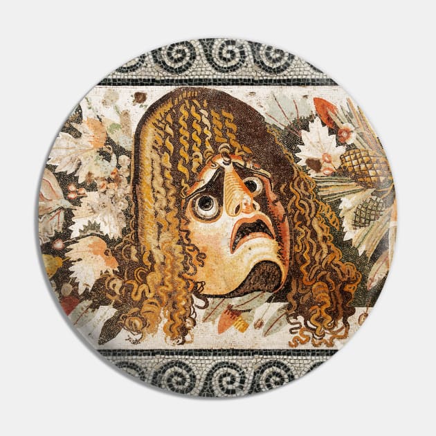 POMPEII COLLECTION ANTIQUE ROMAN MOSAICS ,GREEK TRAGEDY THEATER MASK WITH LEAVES AND PINE CONES Pin by BulganLumini
