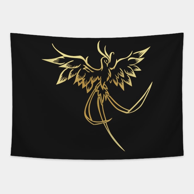 Stylish Gold Phoenix Mythical Bird Rising Born Again Tapestry by twizzler3b