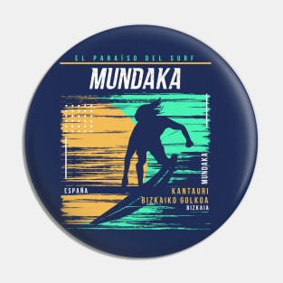 Retro Surfing Mundaka, Spain // Vintage Surfer Beach // Surfer's Paradise Pin