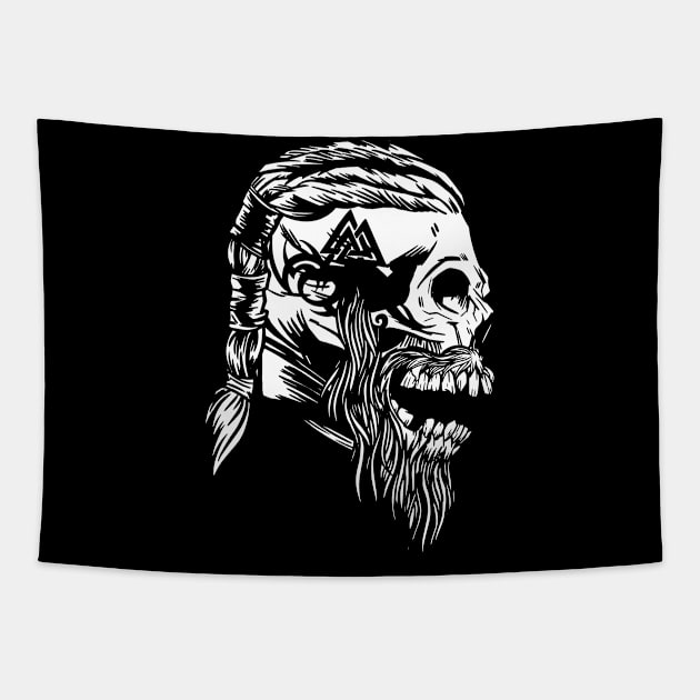 Viking Skull Dead Man Tapestry by Printroof