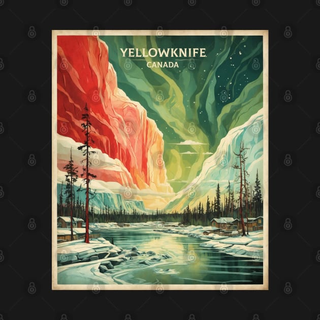 Yellowknife Canada Aurora Borealis Vintage Poster Tourism by TravelersGems