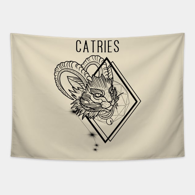 A zodiac cattery: aries by blacklinesw9 Tapestry by Blacklinesw9