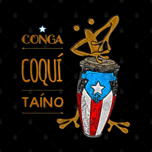 Puerto Rican Flag Conga Coquí Taíno by SoLunAgua