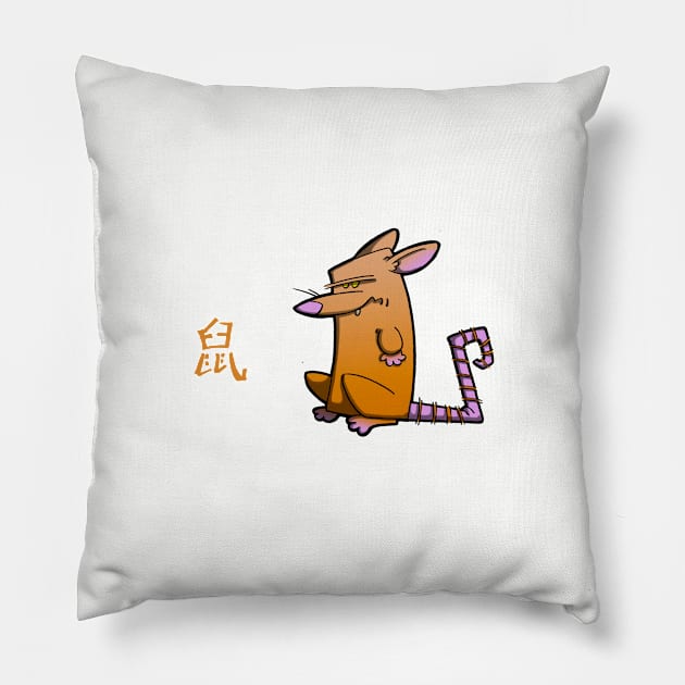 Chinese Zodiac Rat Pillow by RichCameron