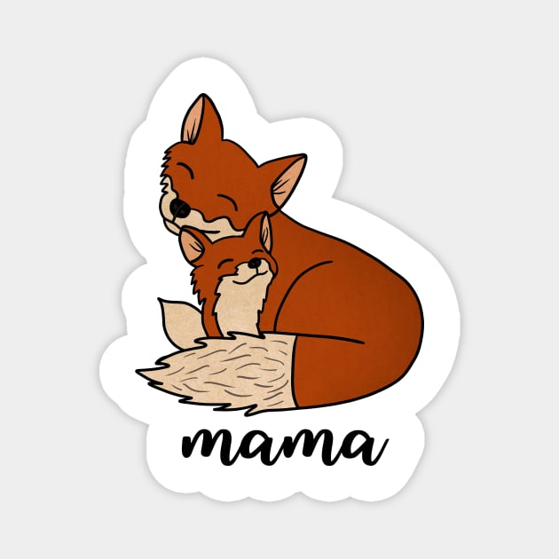 Fox Mama with Baby, Love Mothers Magnet by logiamerch