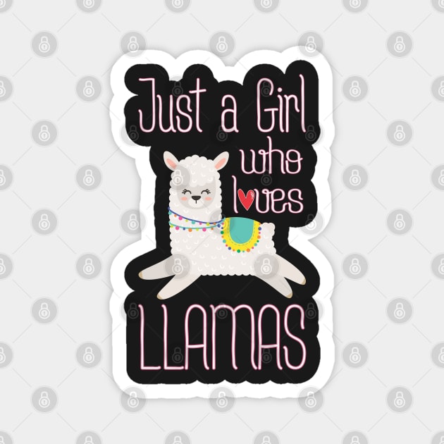 Just a Girl Who Loves Llamas Funny Llama Magnet by kdpdesigns