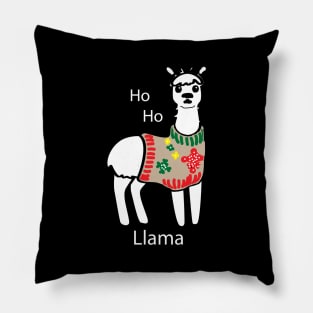 Funny Ho Ho Llama Ugly Christmas Sweater Pillow