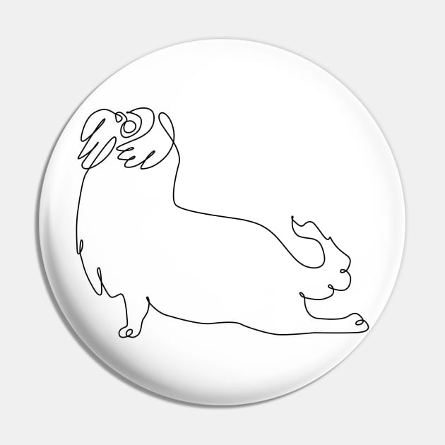 One Line Shih Tzu Upward Facing Dog Pin by huebucket