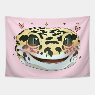 Kawaii Leopard Gecko Face Tapestry