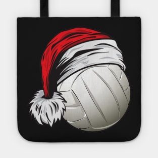 Christmas Volleyball Ball With Santa Hat Funny Sport X-mas print Tote