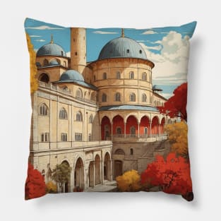 Topkapi Palace Turkey Vintage Retro Travel Tourism Pillow