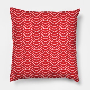 red seigaiha japanese wave pattern Pillow