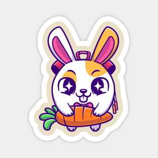 Cute Rabbit Bag Holding Carrot Cartoon Magnet