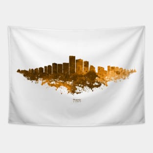 Phoenix City Skyline - Watercolor Orange, Brown Tapestry