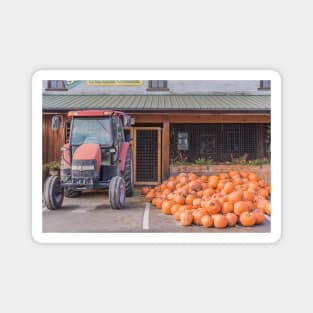 Pumpkins and Tractor at Farm Market Magnet