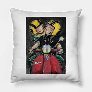 Retro Scooter, Classic Scooter, Scooterist, Scootering, Scooter Rider, Mod Art Pillow