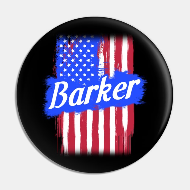 American Flag Barker Family Gift T-shirt For Men Women, Surname Last Name Pin by darius2019