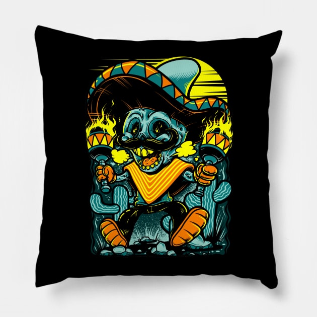 Mexican Doodle Pillow by KawaiiDread