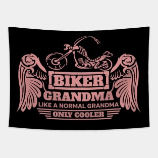 Biker Grandma Like Normal Only Cooler Pink with Skeleton Bike Tapestry