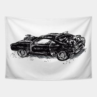 The V8 Black on Black Interceptor Tapestry