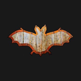 Faded Wood Halloween Bat Decoration In A Retro Style T-Shirt